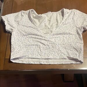 Cotton On White Crop Top with Light Blue Dot Print